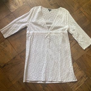 Dress Beach Cover Up White Eyelet L Talbots